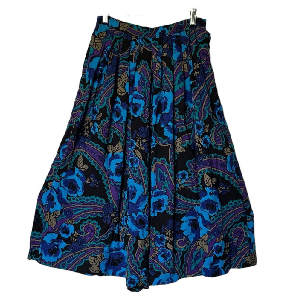 Vintage 90s Boho Free Spirit Abstract Pattern Print Cropped Wide Leg Pan…